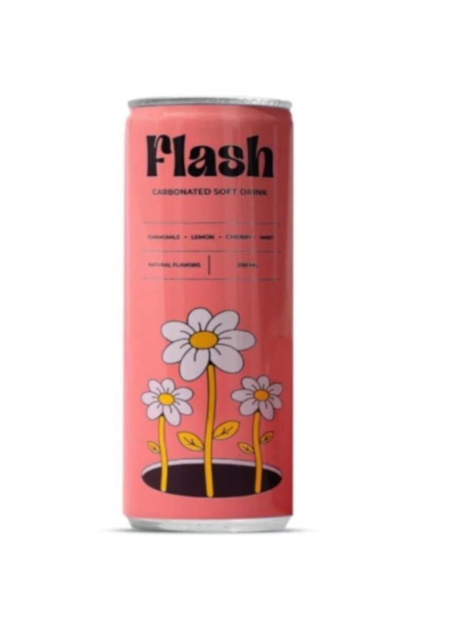 فلاش مشروب غازي 250 مل – بابونج، ليمون، كرز، نعناع | مشروب فوار منعش بنكهات طبيعية - Image 1